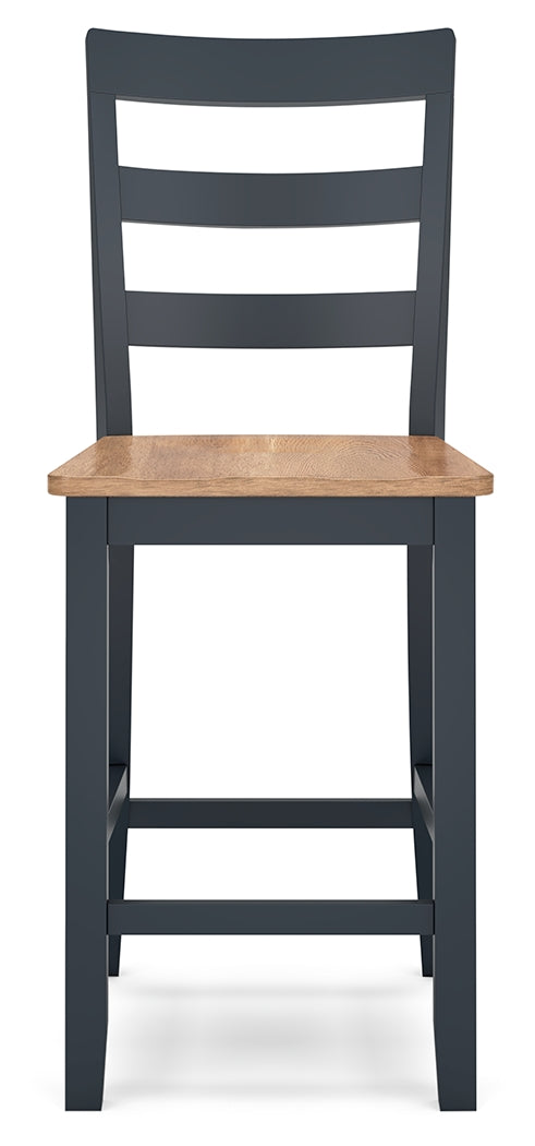 Gesthaven Natural and Blue counter height dining table with two barstools
