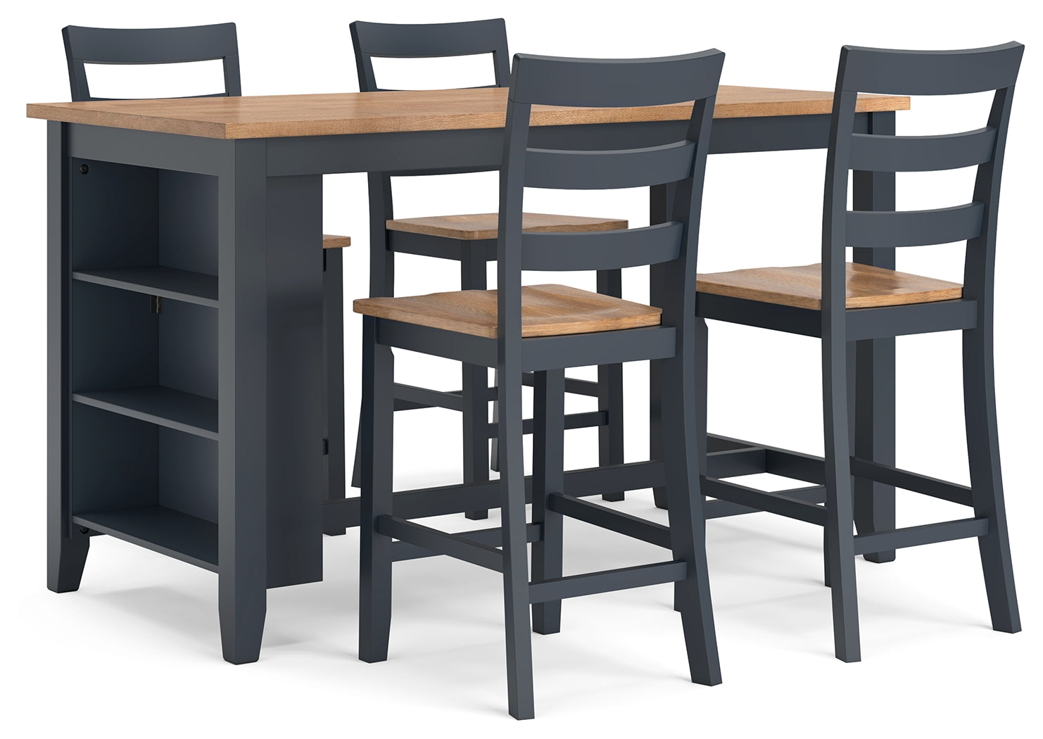 Gesthaven counter height table showing natural wood finish
