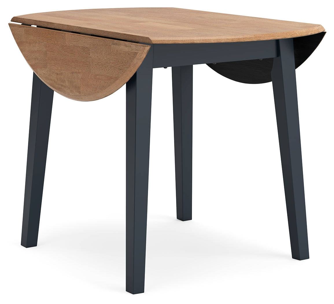 Gesthaven Natural Blue Dining Drop Leaf Table side angle lower view