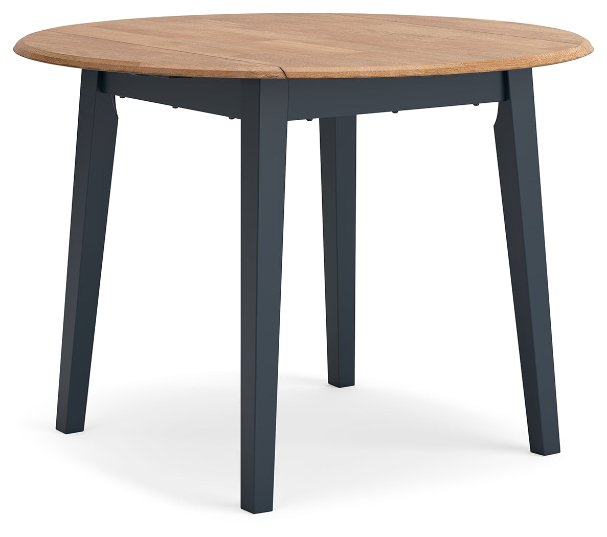 Gesthaven Natural Blue Dining Drop Leaf Table side angle with one leaf down