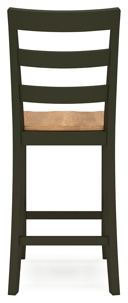 Gesthaven Natural Wood and Green Counter Height Dining Table with 2 Barstools
