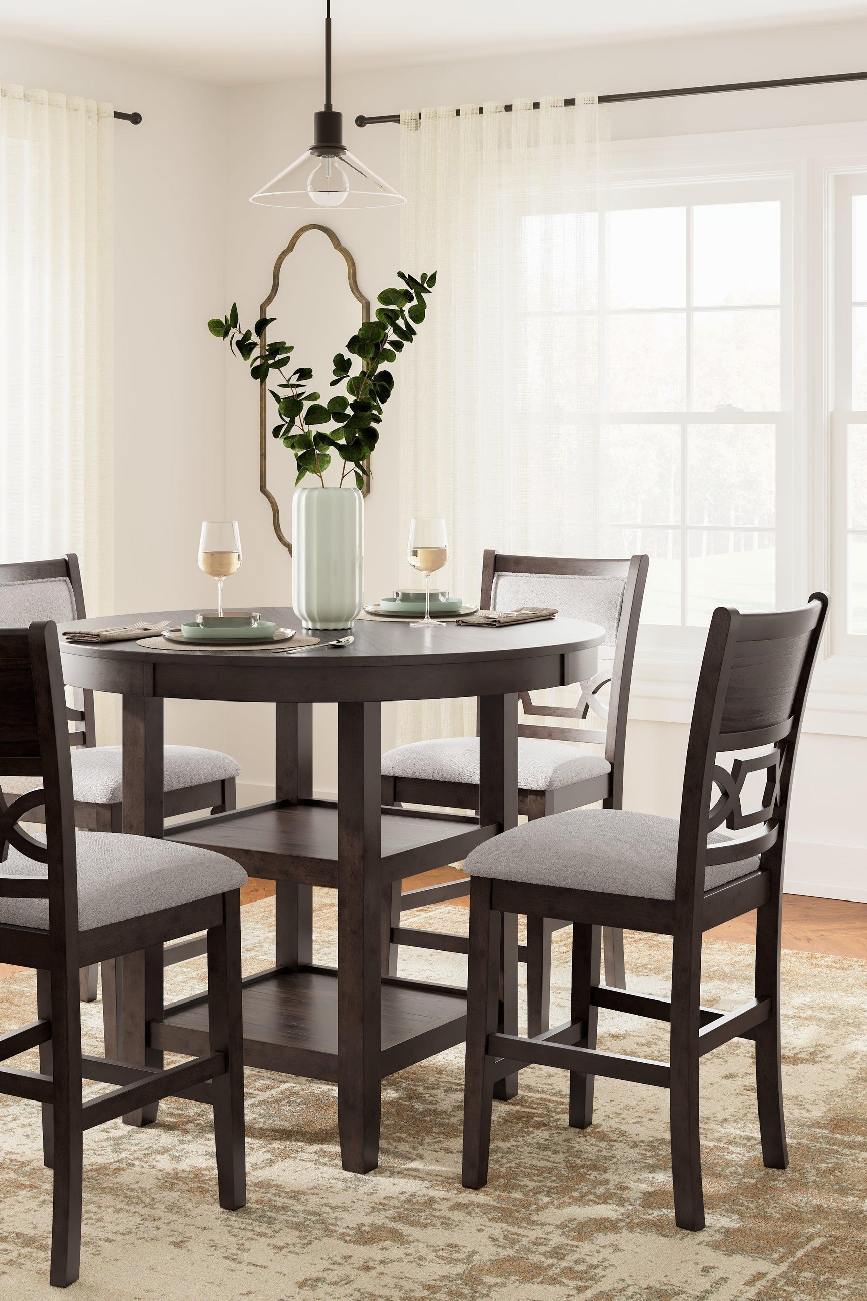Styled Langwest dining set in a casual dining room setting