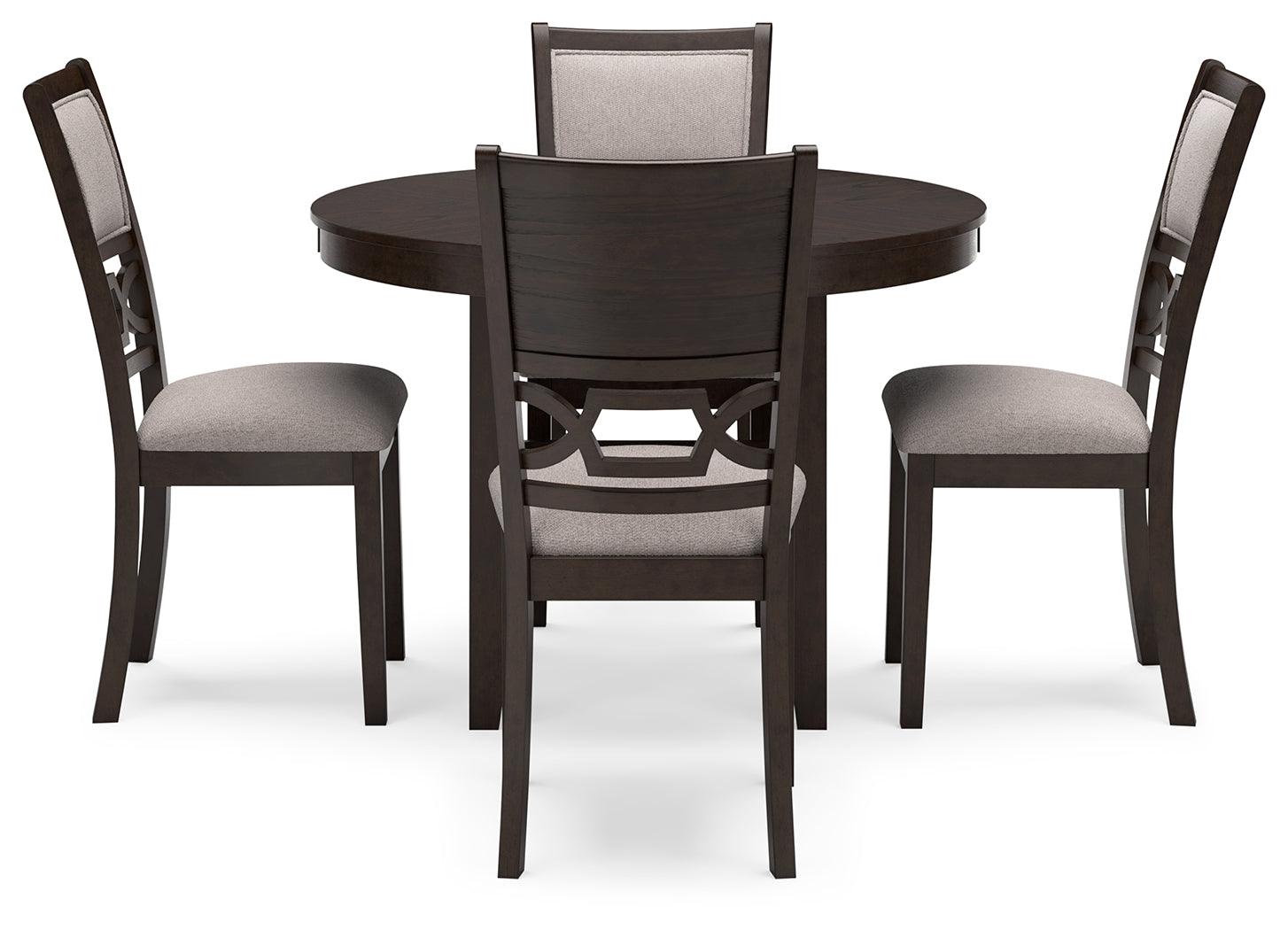 Langwest brown round dining table and chairs head-on view