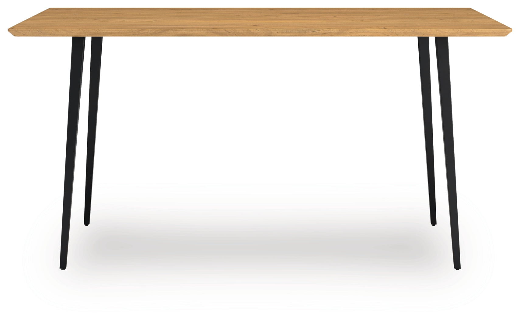 Head-on view of Gretlynn dining table showing rectangular design