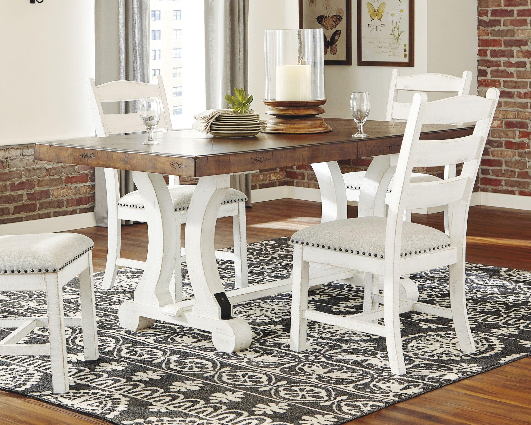 Valebeck Extendable Dining Table - Angled Side View