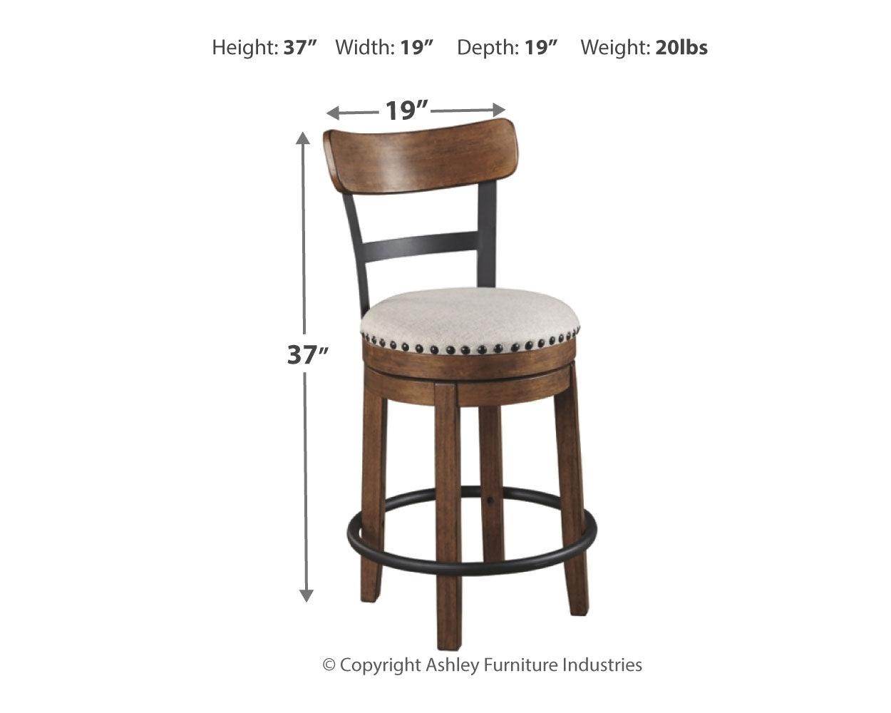 Valebeck Bar Stool with dimension diagram