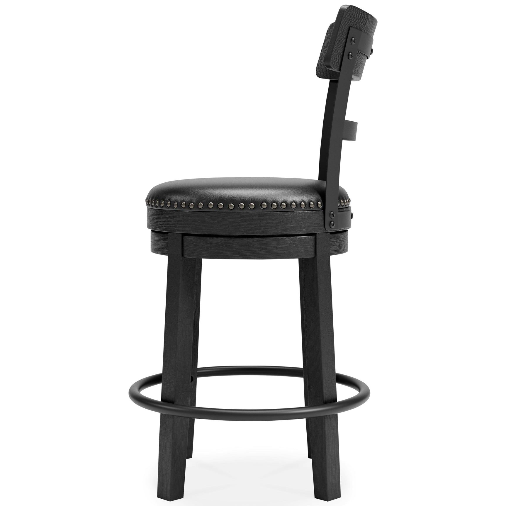 Alternate side angle of Valebeck Black Bar Stool