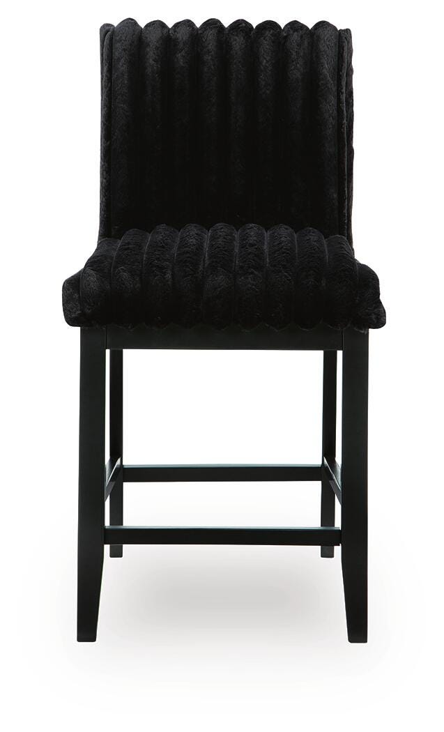Mervannie Black Upholstered Counter Height Barstool head-on view
