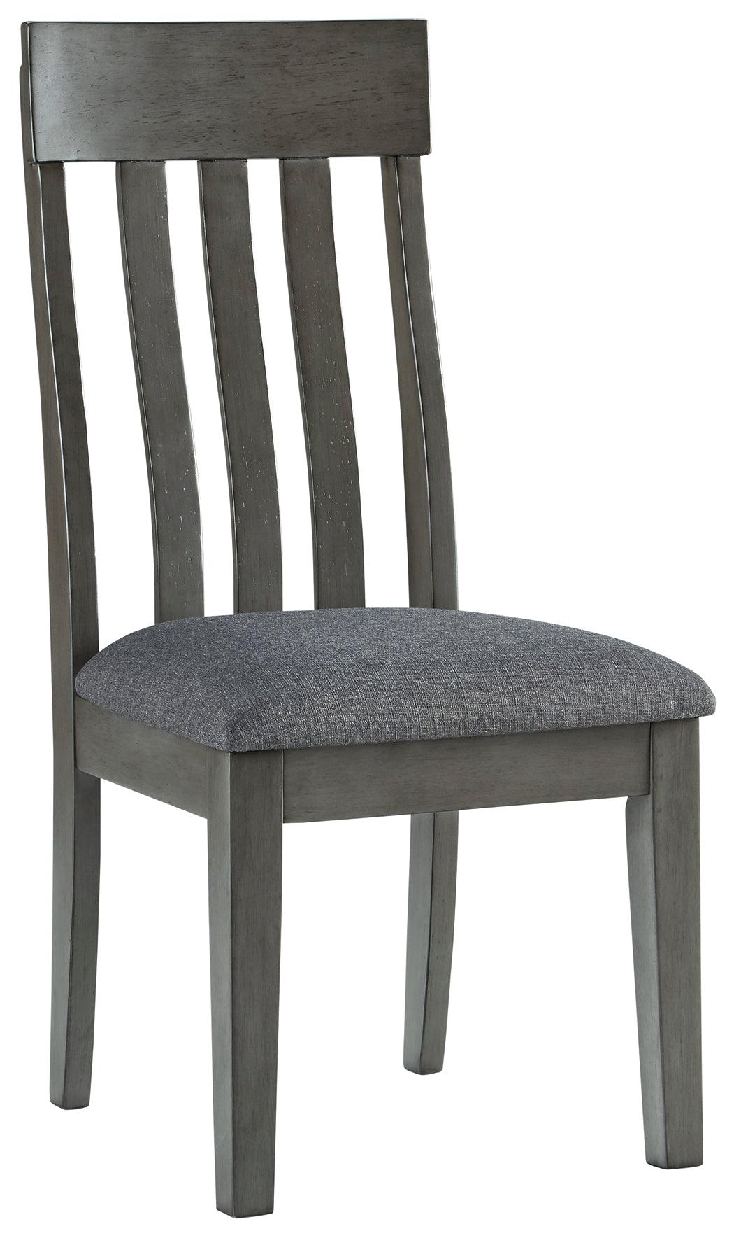 Hallanden Two-Tone Gray Upholstered Dining Chair side view