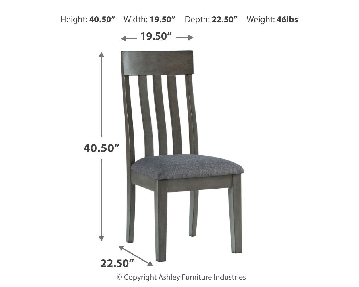 Hallanden dining chair dimensions illustration