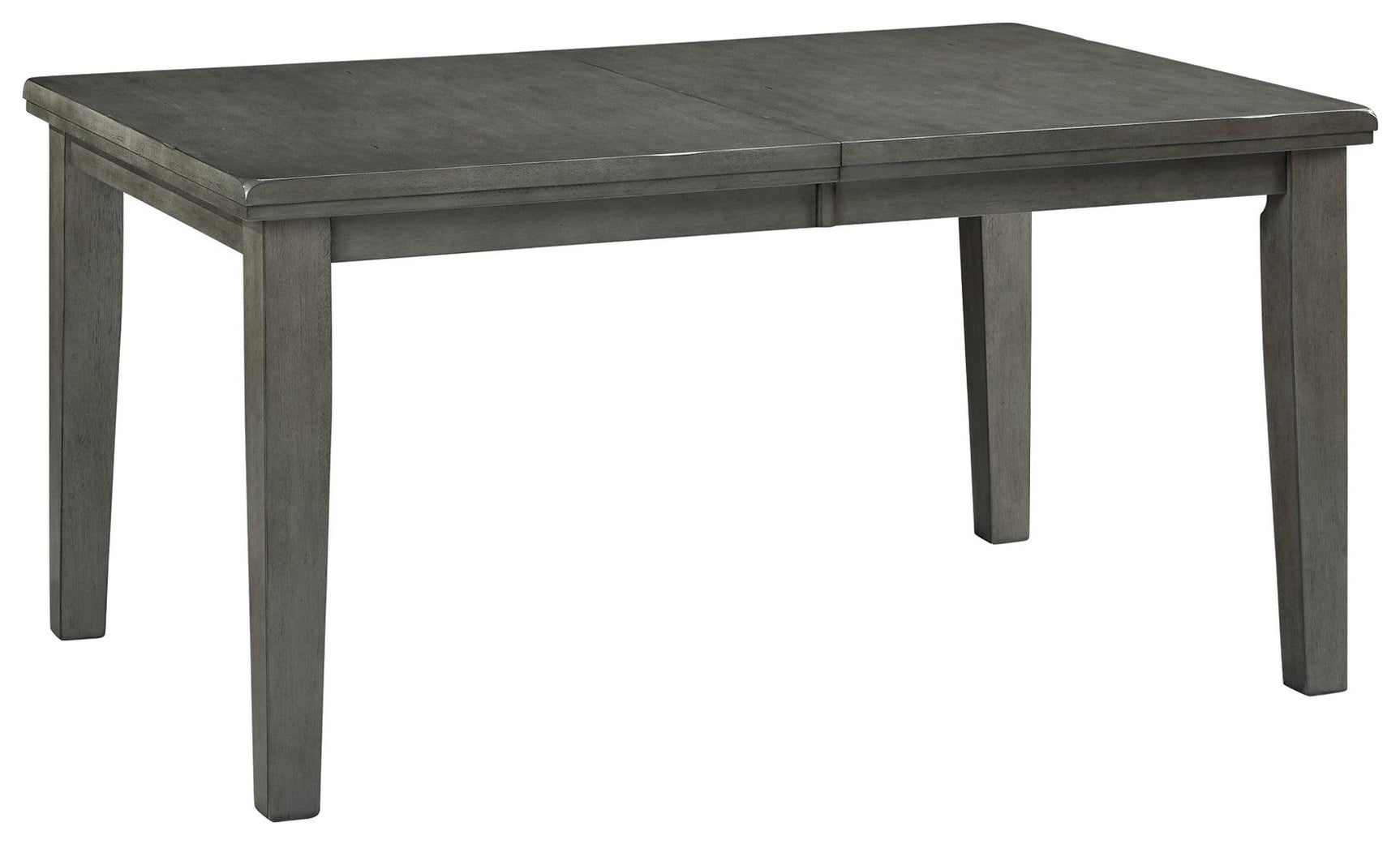 Side view showing sturdy legs of Hallanden Gray Table
