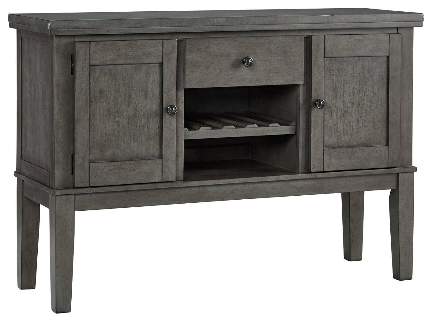 Hallanden Gray Dining Server angled closed