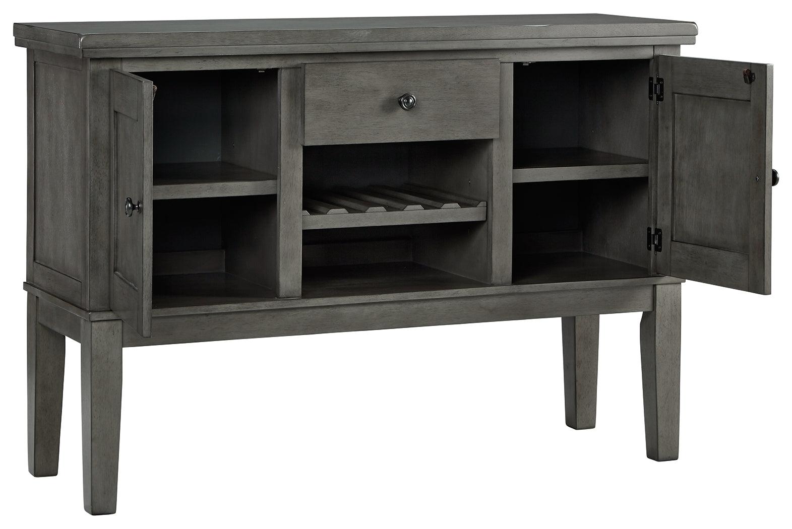 Hallanden Gray Dining Server angled open showing interior
