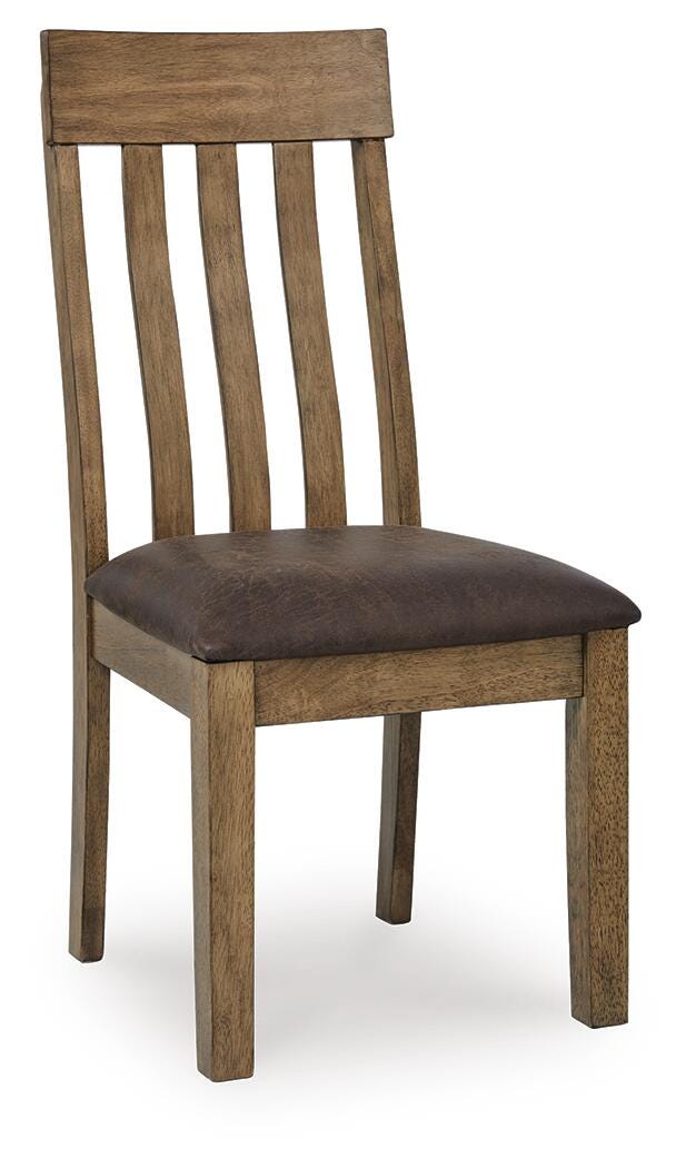 Back view of Urbinforte light brown dining chair