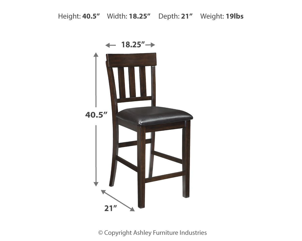 Table dimension diagram for Haddigan set