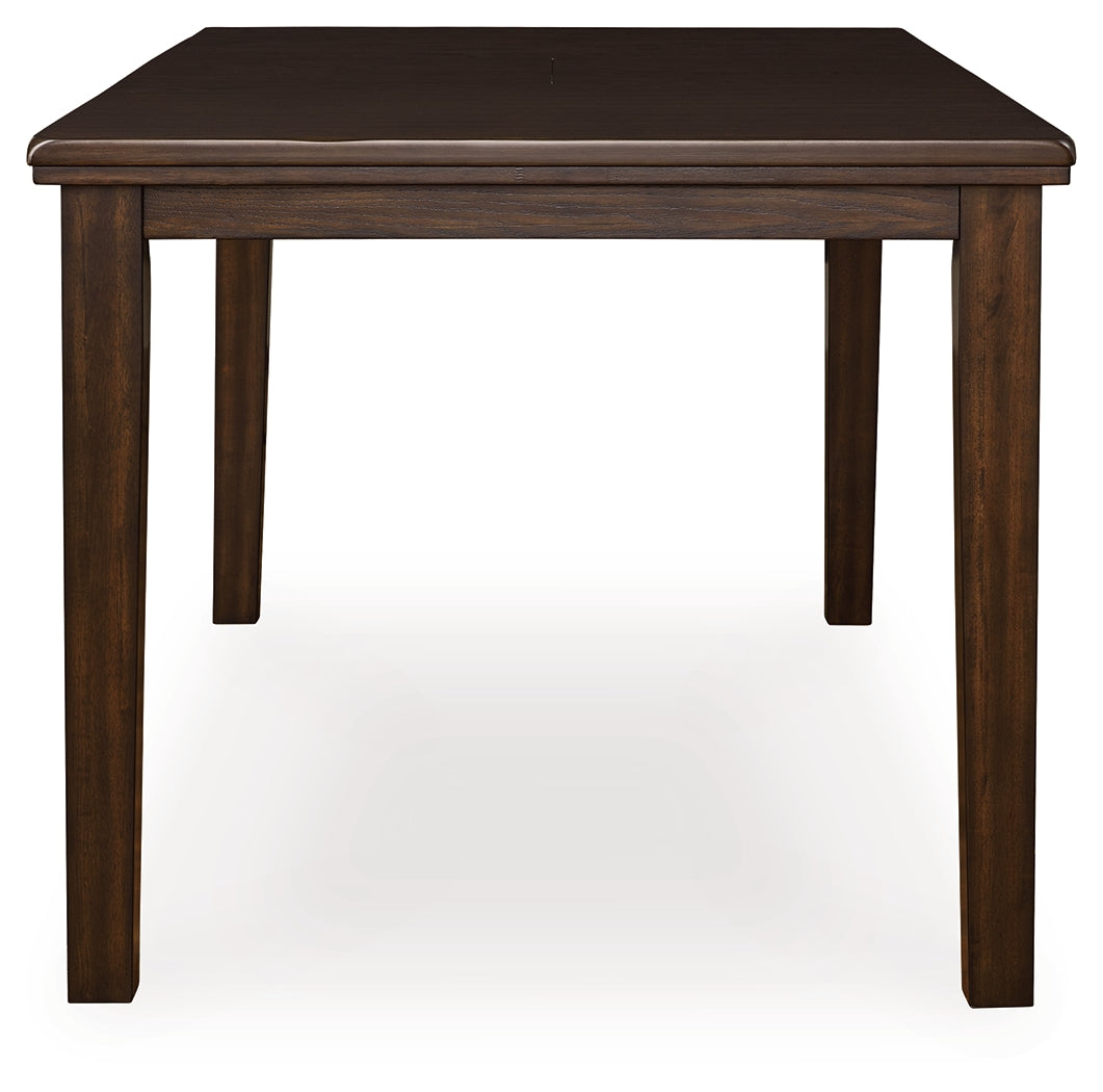 Top view of Haddigan Dark Brown Counter Height Dining Extension Table