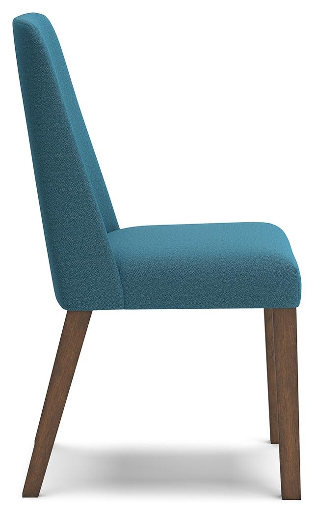 Lyncott Blue and Brown Dining Chair detail shot