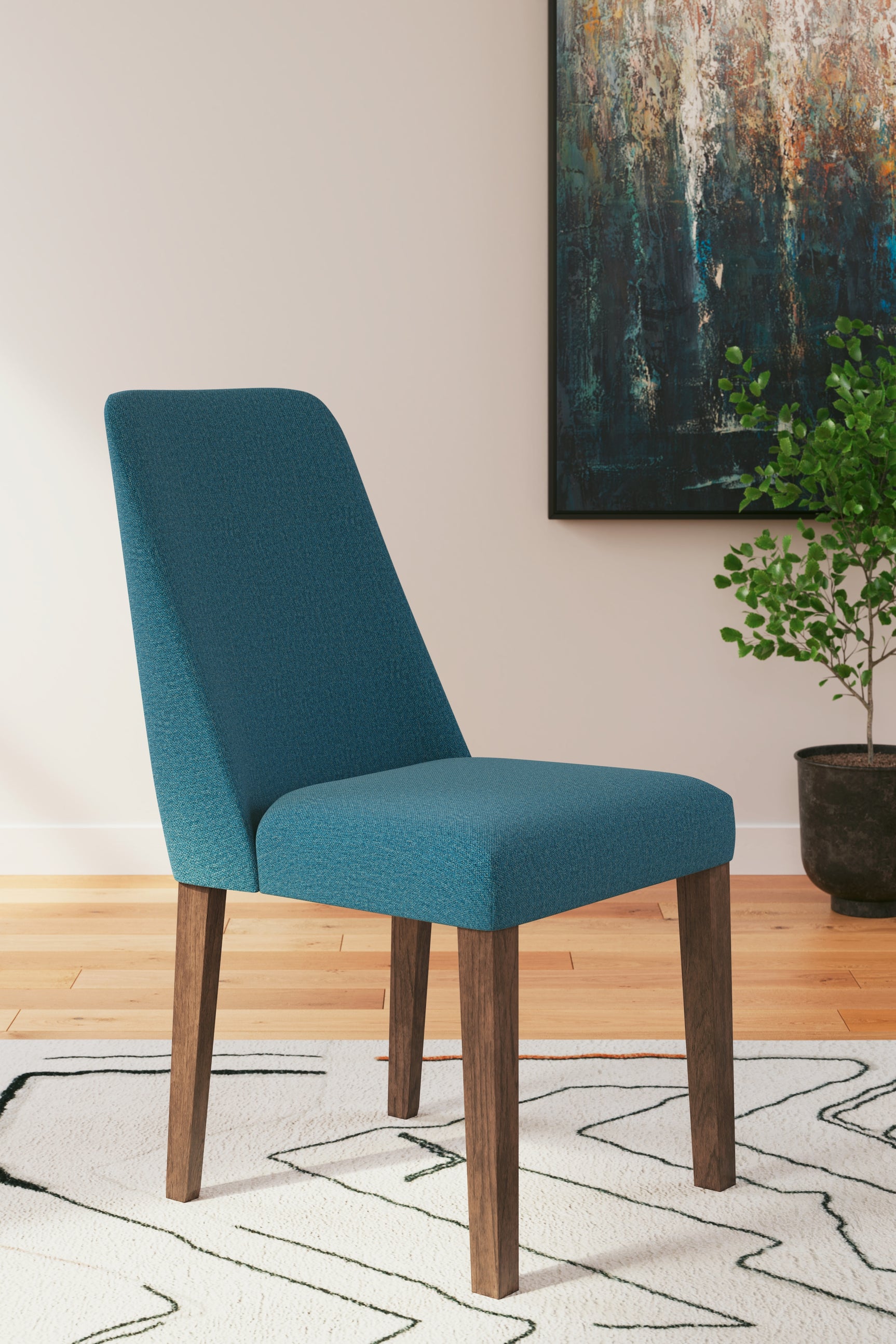 Lyncott Blue and Brown Mid-Century Dining Table and Chairs