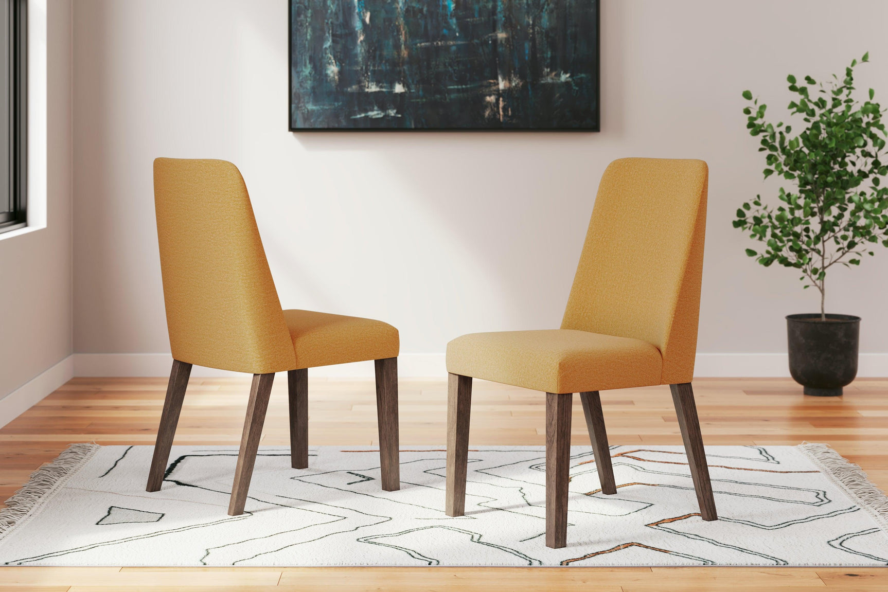 Lyncott Mustard Brown Dining Chair wooden frame detail