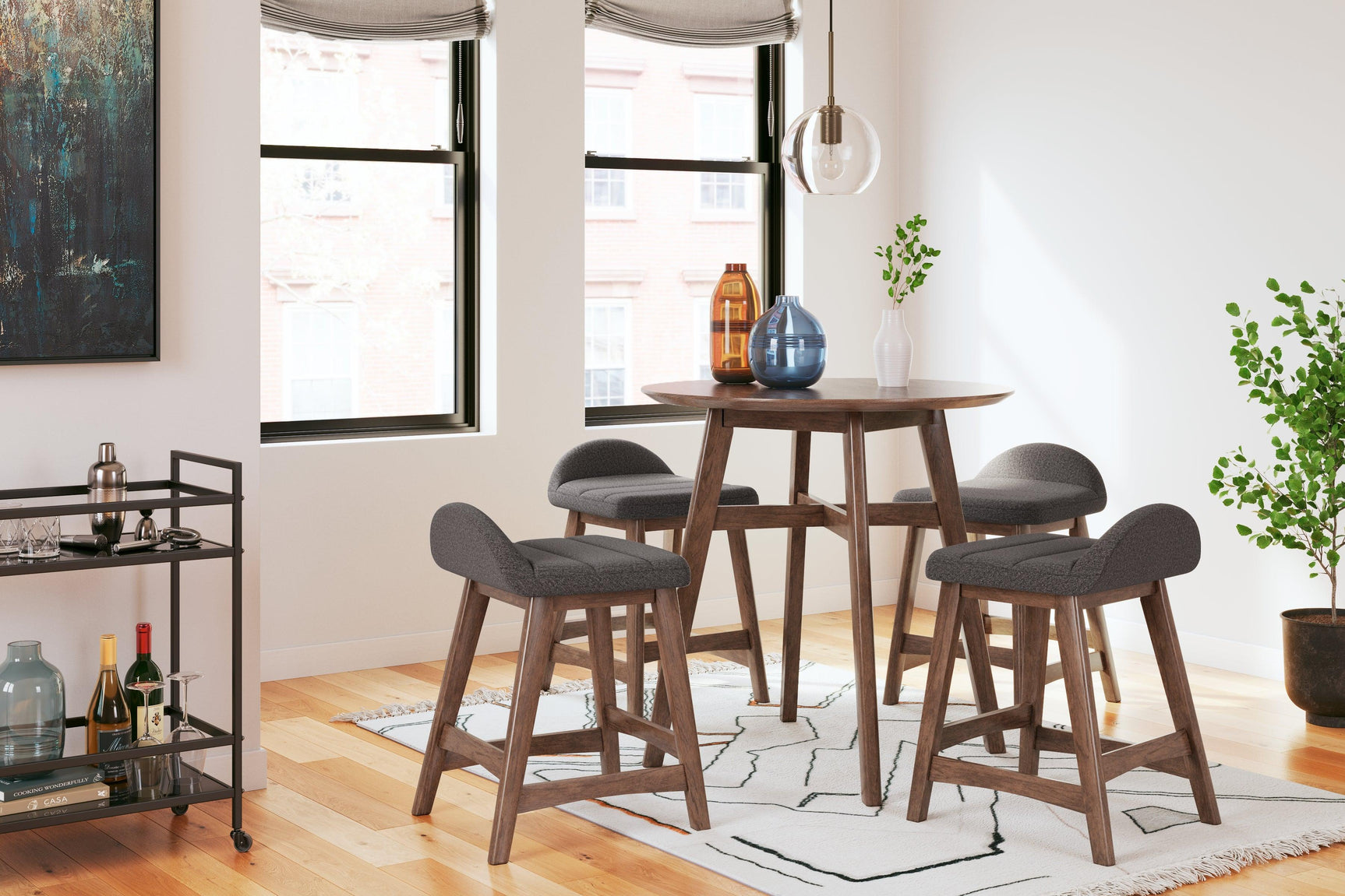 Lyncott bar stool with hardwood legs and footrest