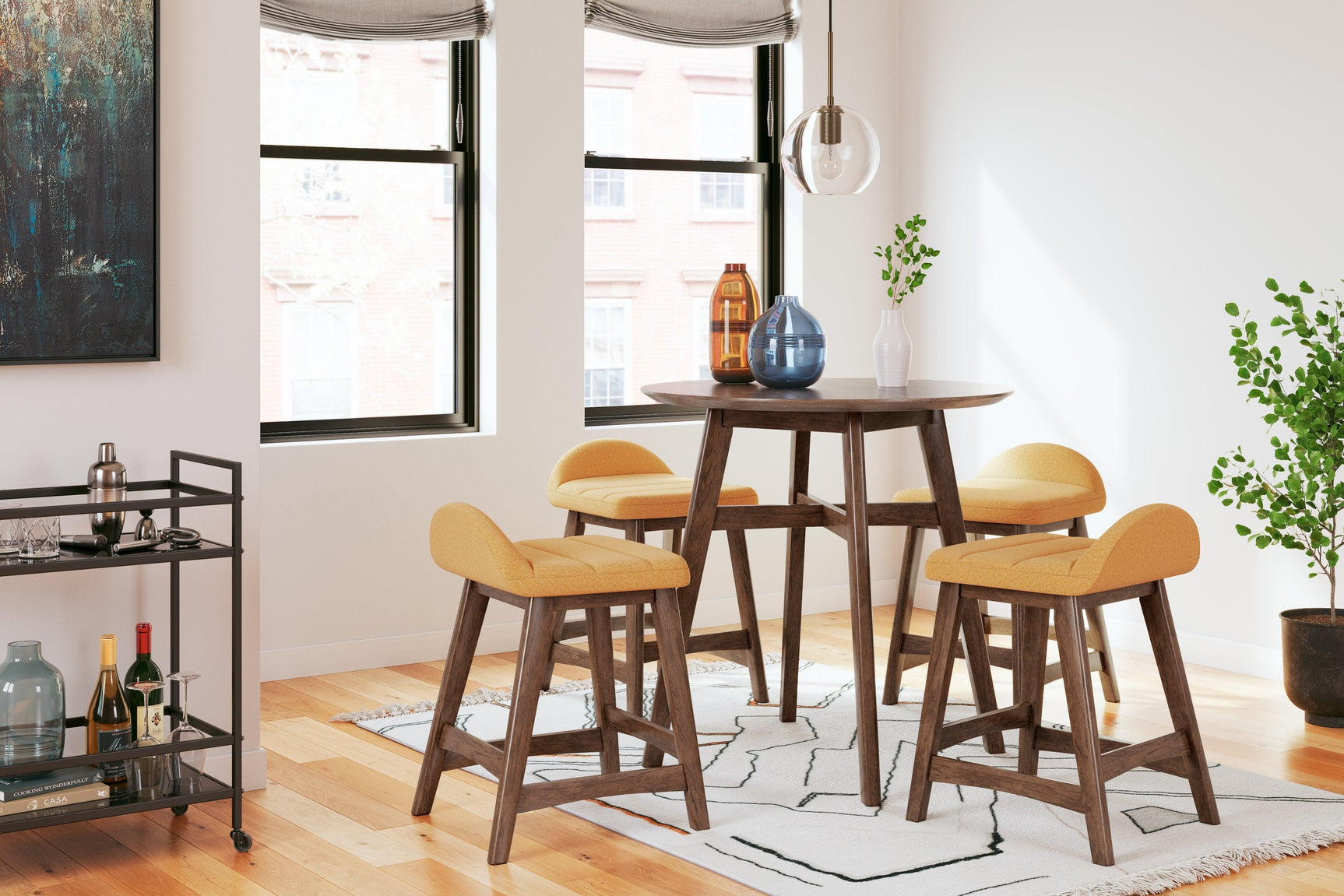 Lyncott Mustard/brown Counter Height Bar Stool - Ella Furniture
