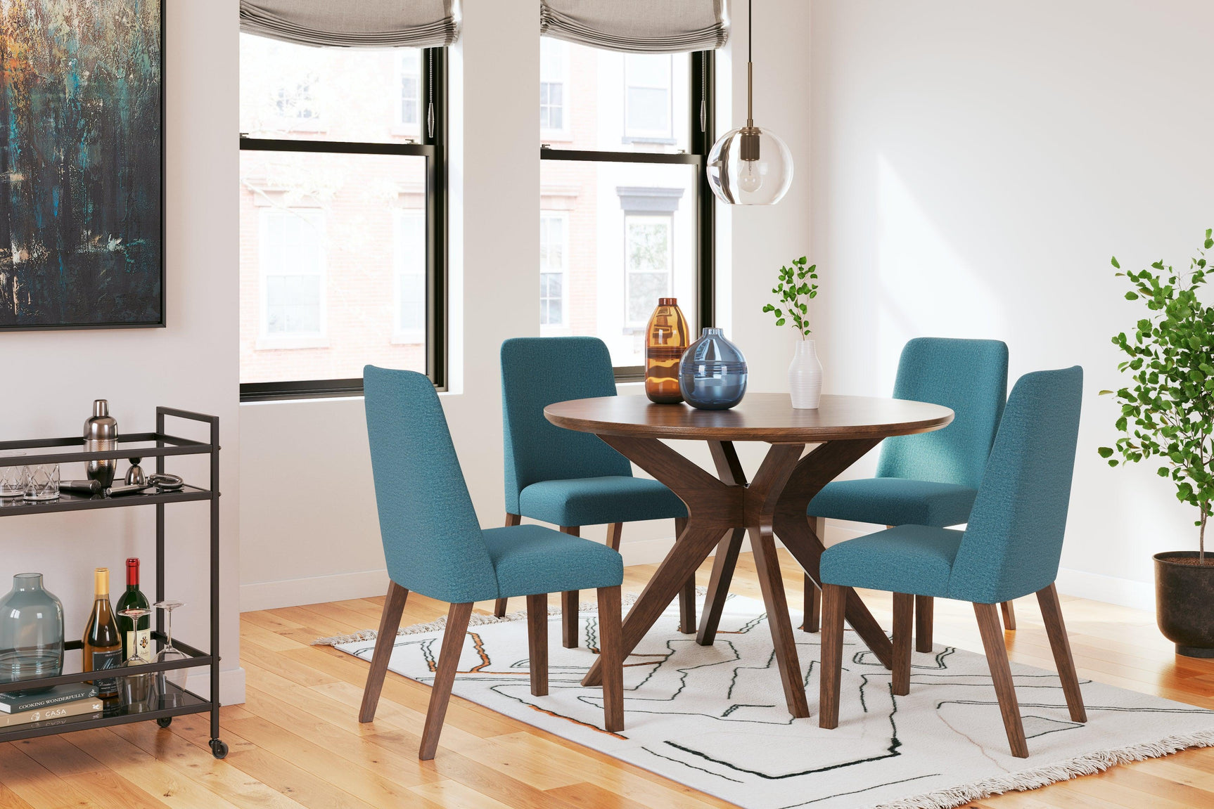 Lyncott Blue and Brown Dining Chair room setting