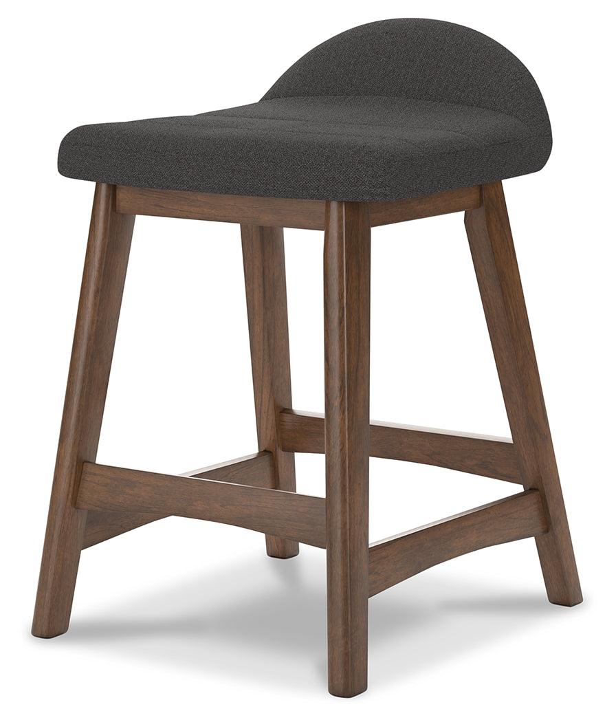 Lyncott bar stool back view showing wood frame