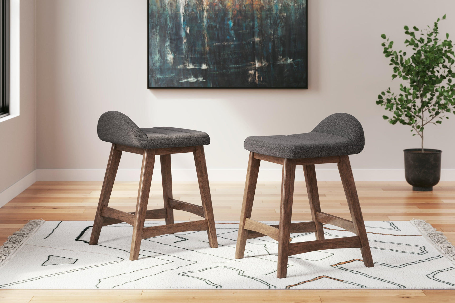 Lyncott charcoal brown counter height bar stool fully assembled
