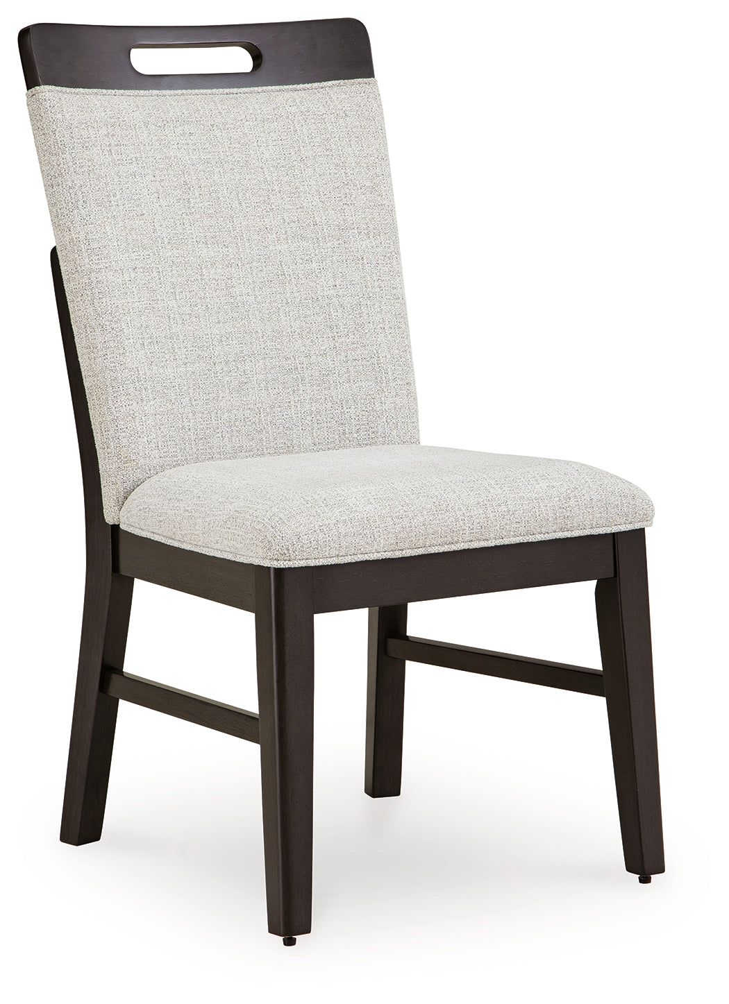 Close-up of fabric upholstery and cushioning on Neymorton chair seat