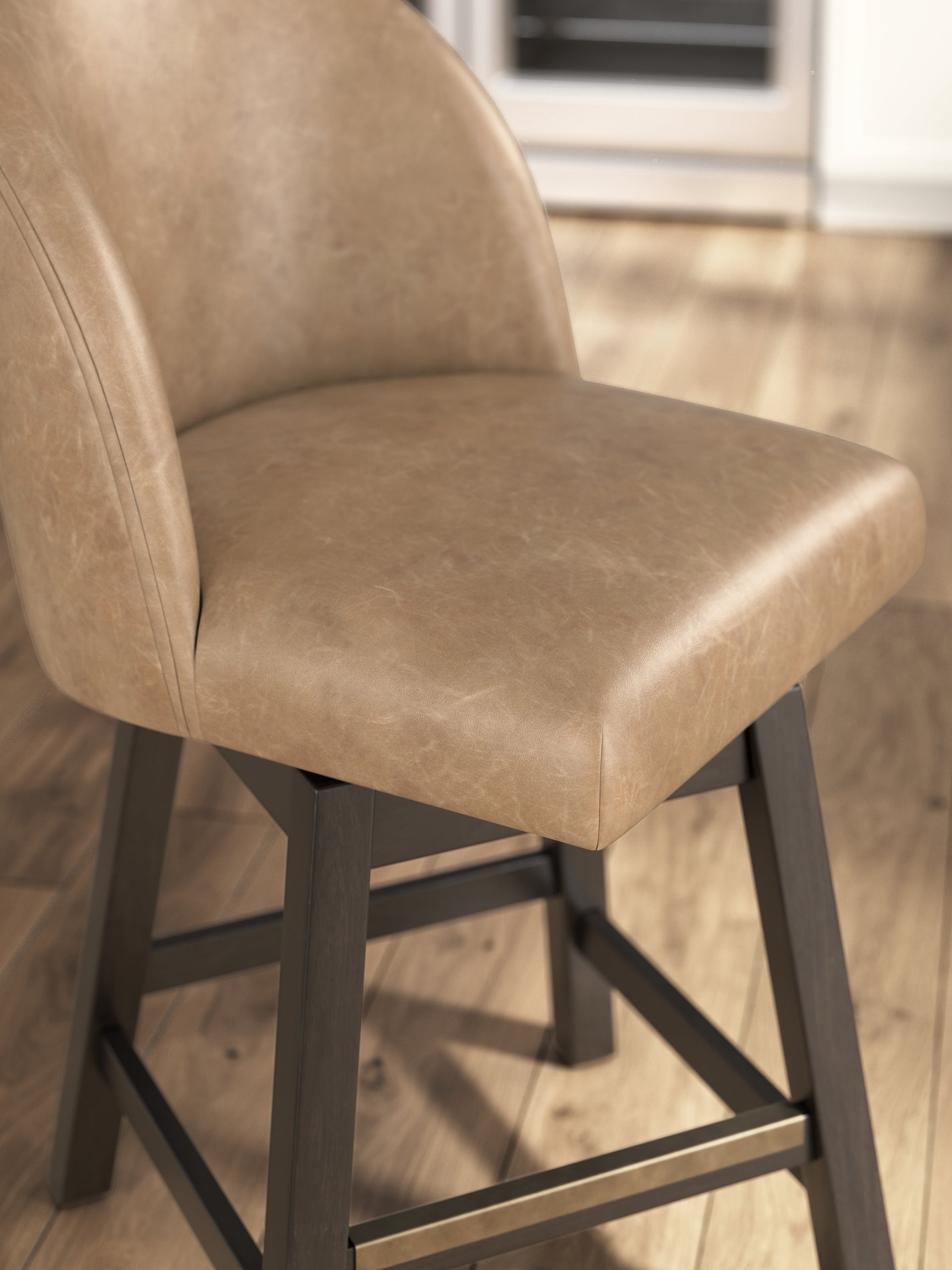Neymorton Dark Grayish Brown Counter Height Swivel Barstool front angle