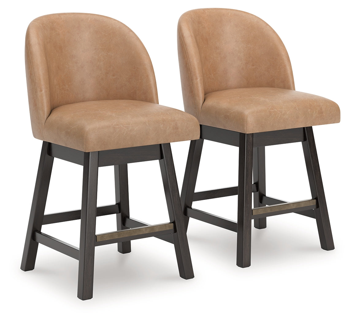 Neymorton Dark Grayish Brown Counter Height Swivel Barstool front angle