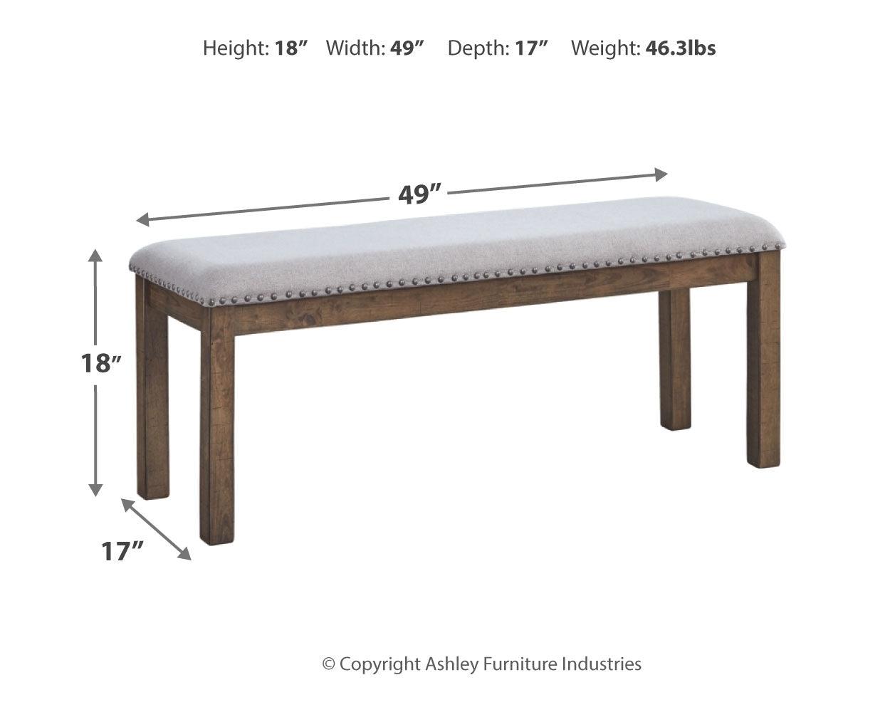 Moriville Dining Bench dimension illustration