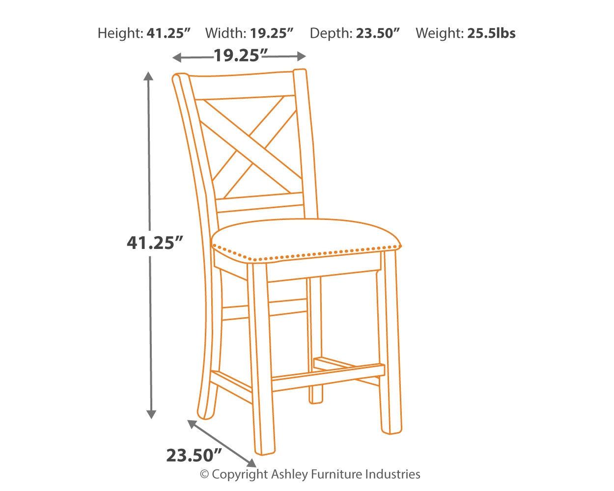 Moriville Beige Upholstered Bar Stool display in showroom