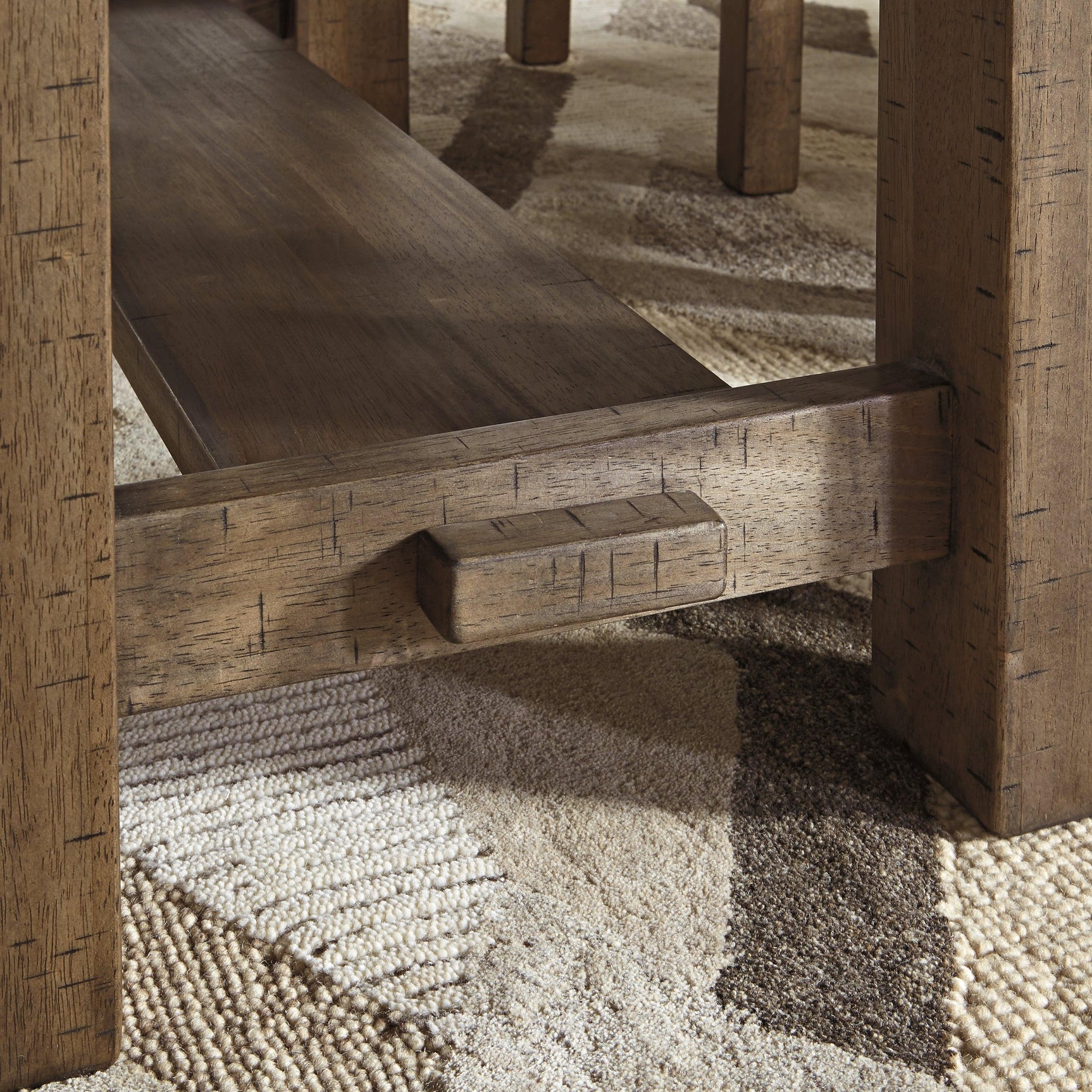 Close-up of Moriville table wood finish and surface