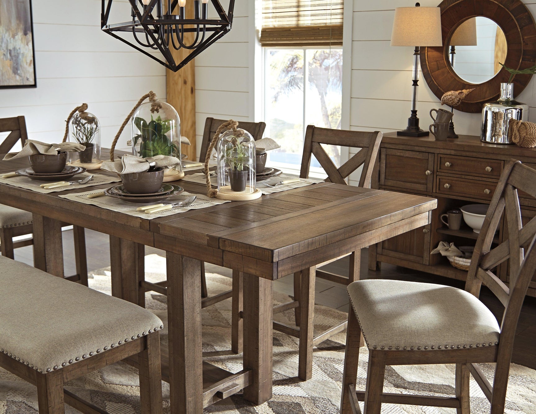Moriville table styled in dining room setting