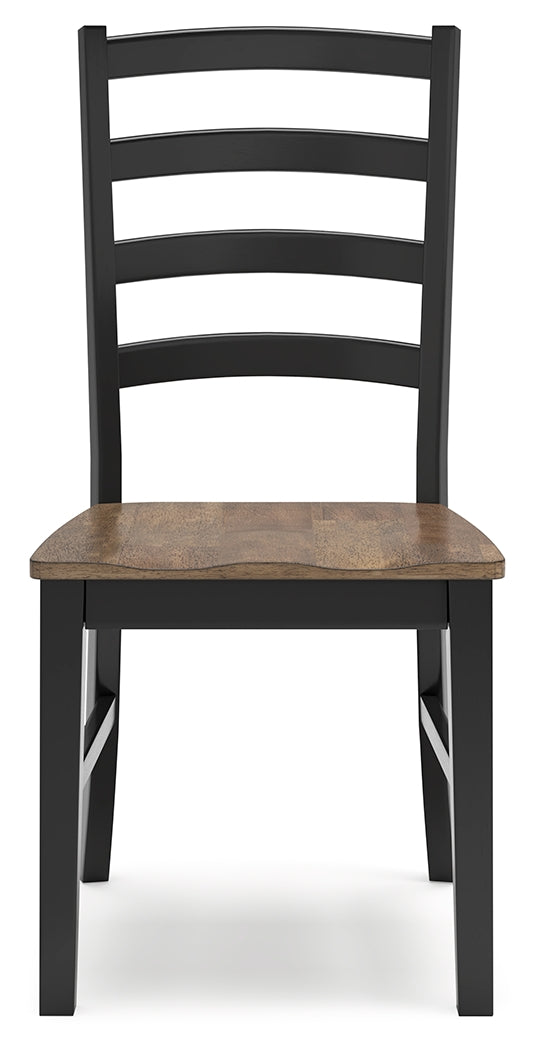 Wildenauer Brown and Black Ladderback Dining Chair back view