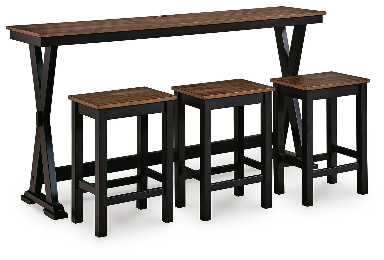 Side view of Wildenauer counter height dining table showing USB charging port