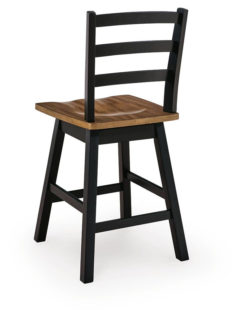 Wildenauer barstool profile with wood seat and black frame