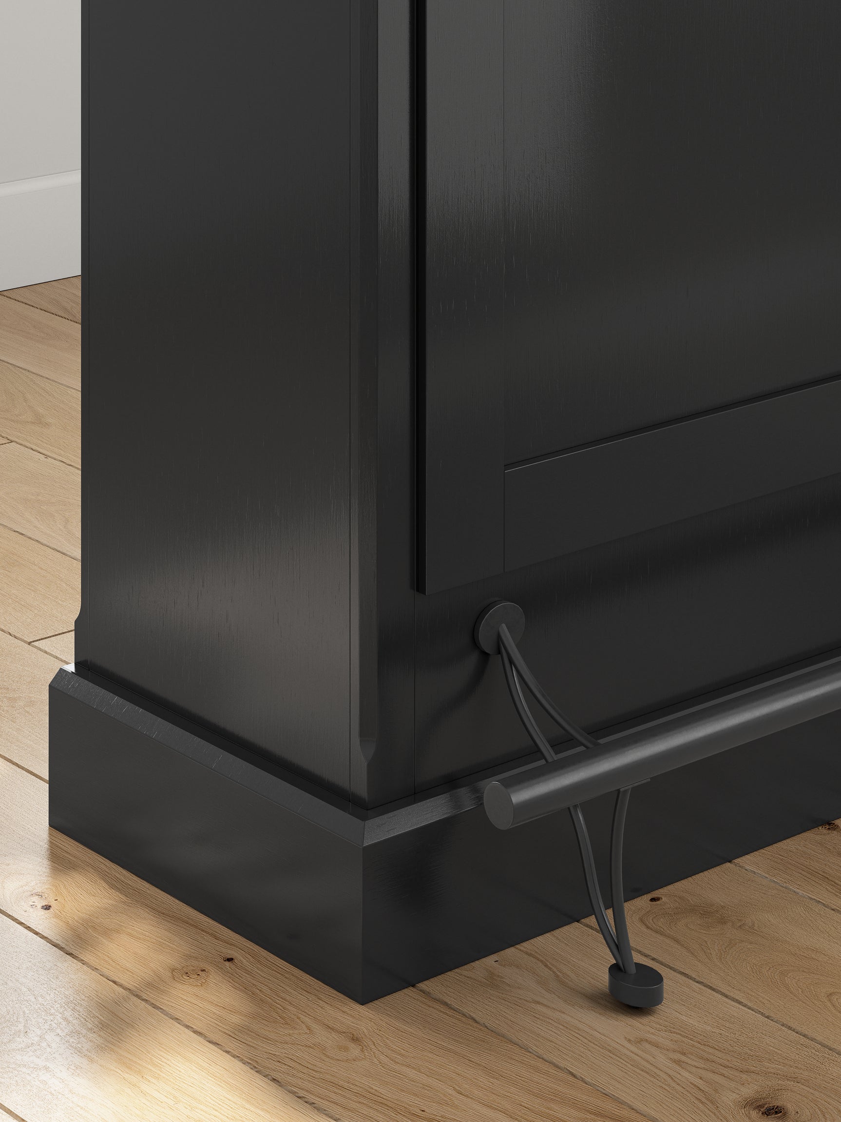 Detailed view of felt-lined drawers with ball-bearing glides