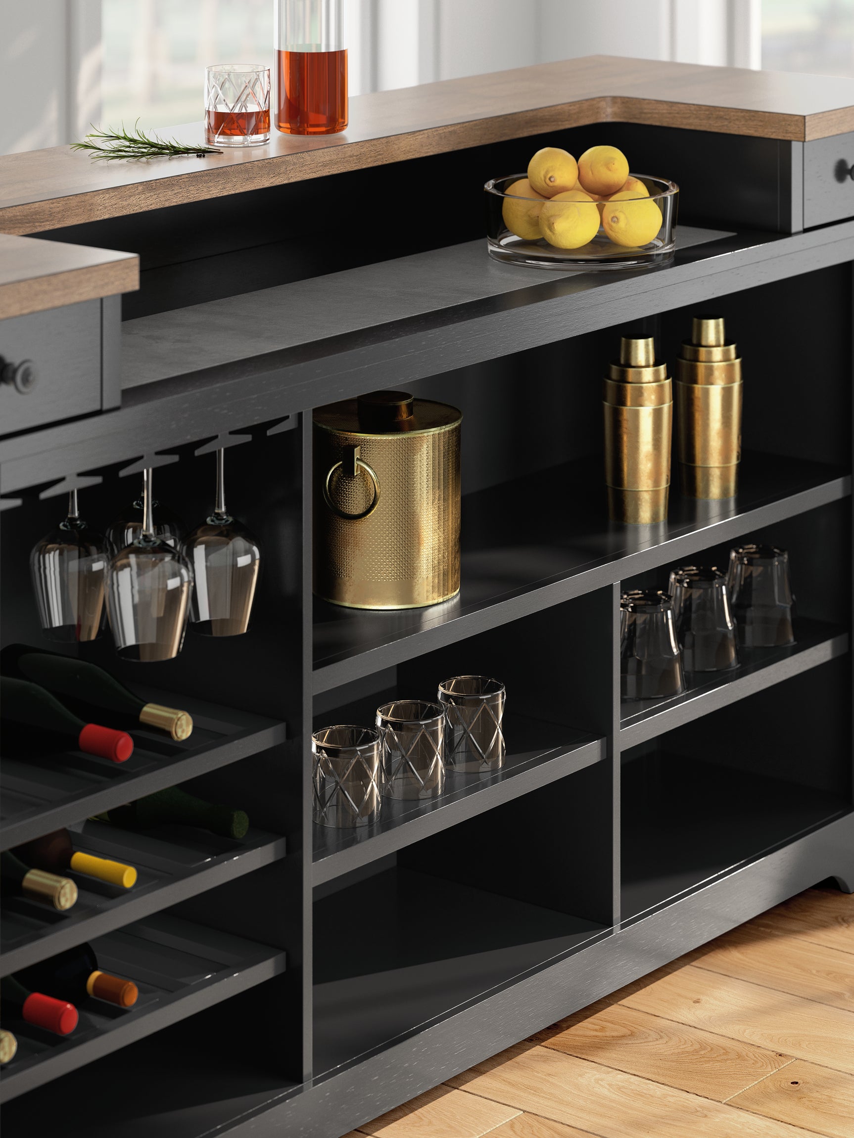 Footrest and base detail on Wildenauer 78 inch bar