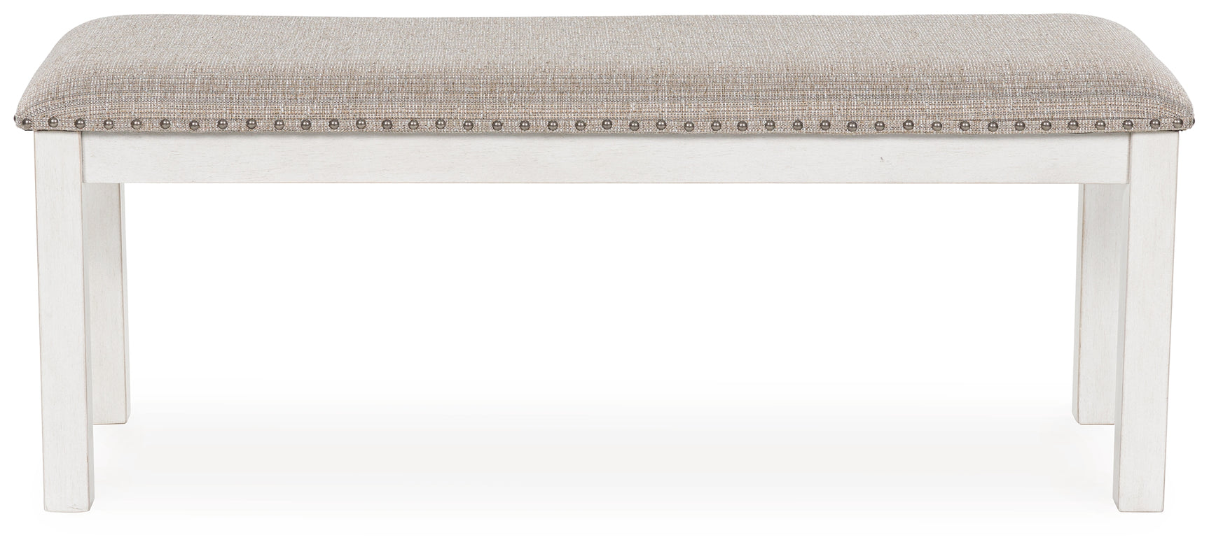 Side view of Robbinsdale Antique White Dining Bench