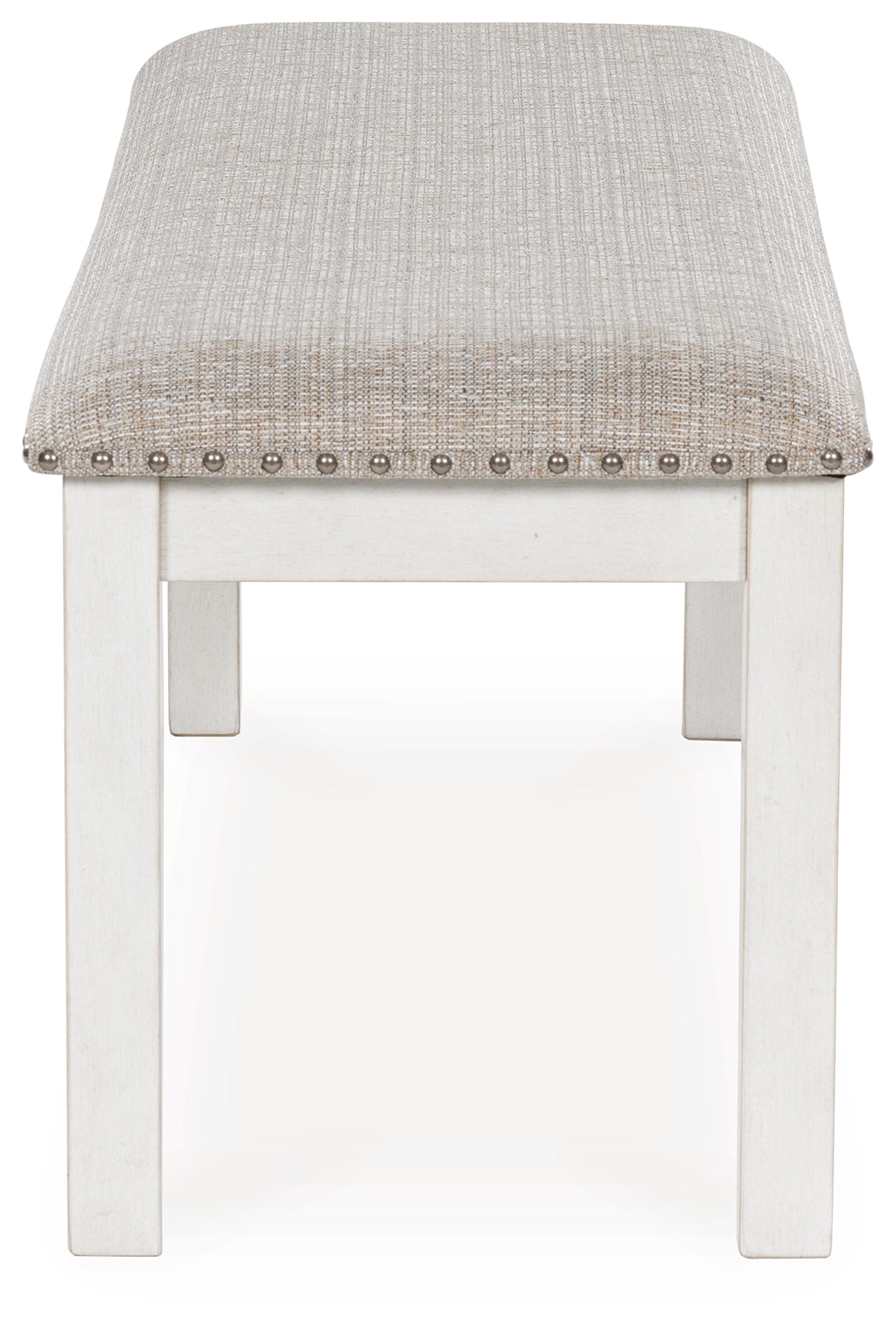 Close-up of upholstery and nailhead trim on Robbinsdale bench