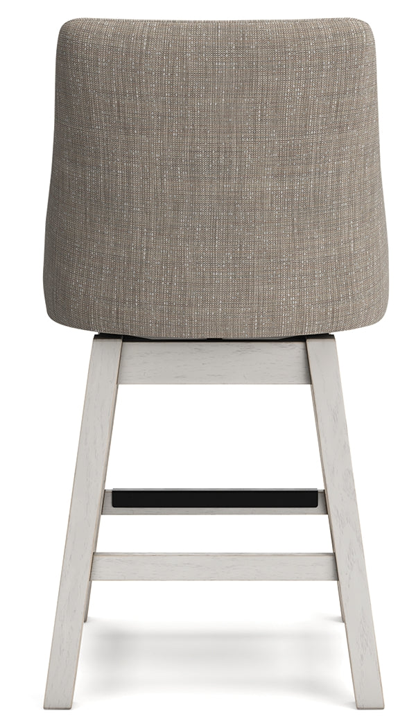 Robbinsdale Antique White Upholstered Counter Height Barstool assembly details