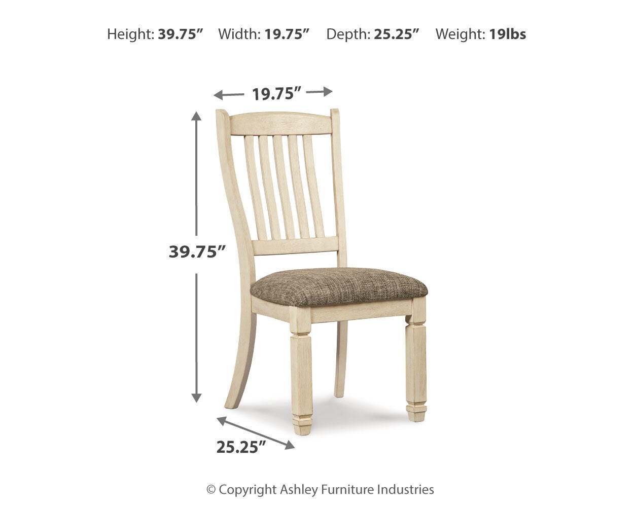 Bolanburg Two-tone Dining Set dimension view