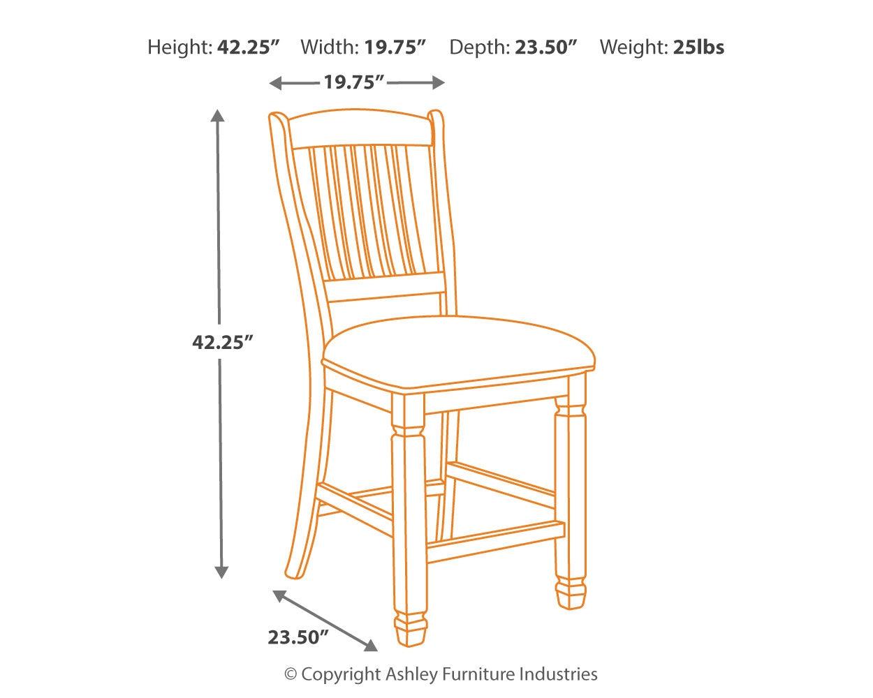 Bolanburg Two-tone Counter Height Bar Stool dimension diagram