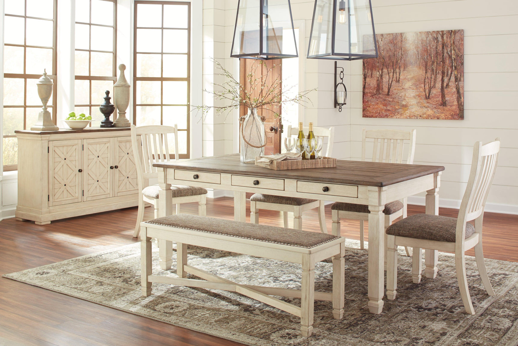 Bolanburg Two-Tone Dining Chair side angle with upholstered seat