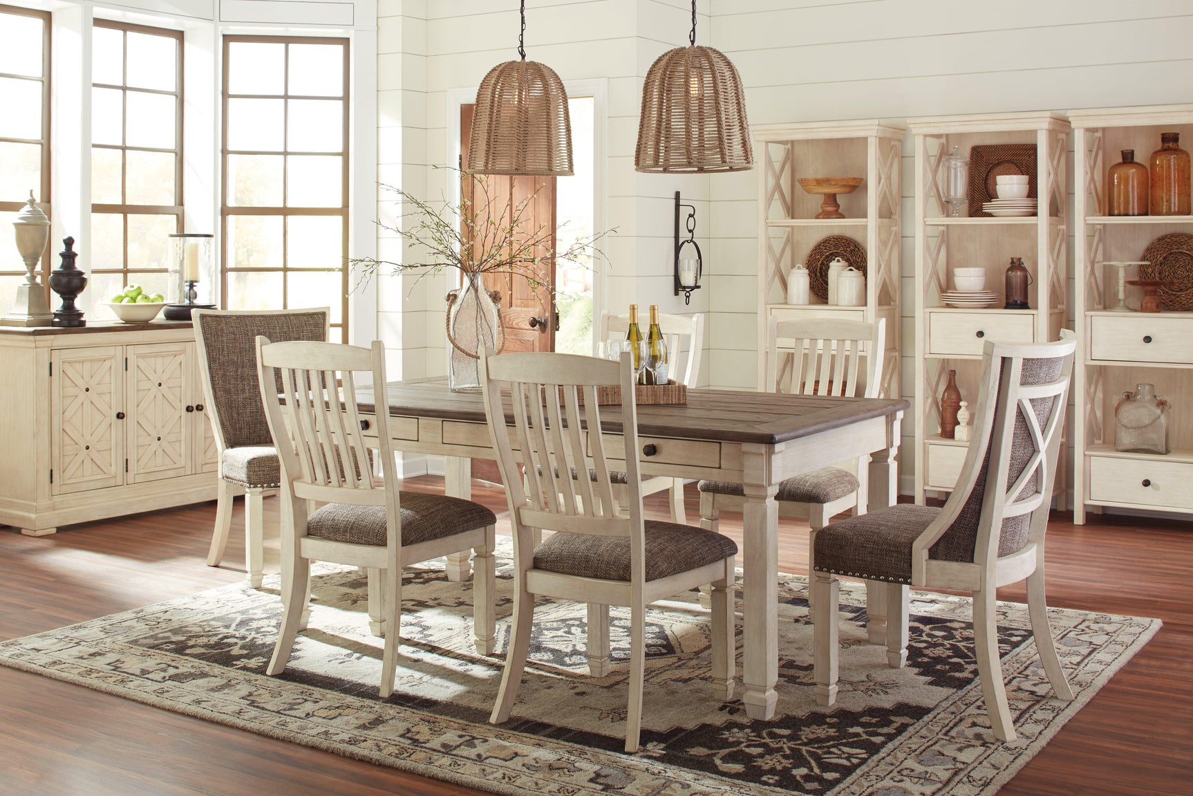 Bolanburg Two-Tone Dining Chair side angle with upholstered seat