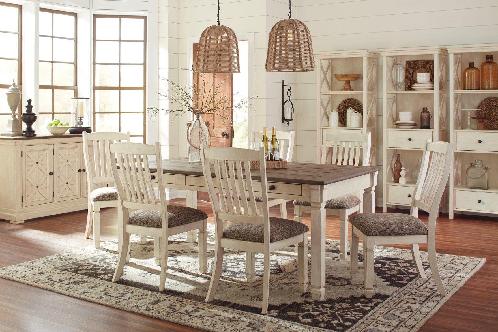 Bolanburg Dining Chair light oak and antiqued white finishes detail