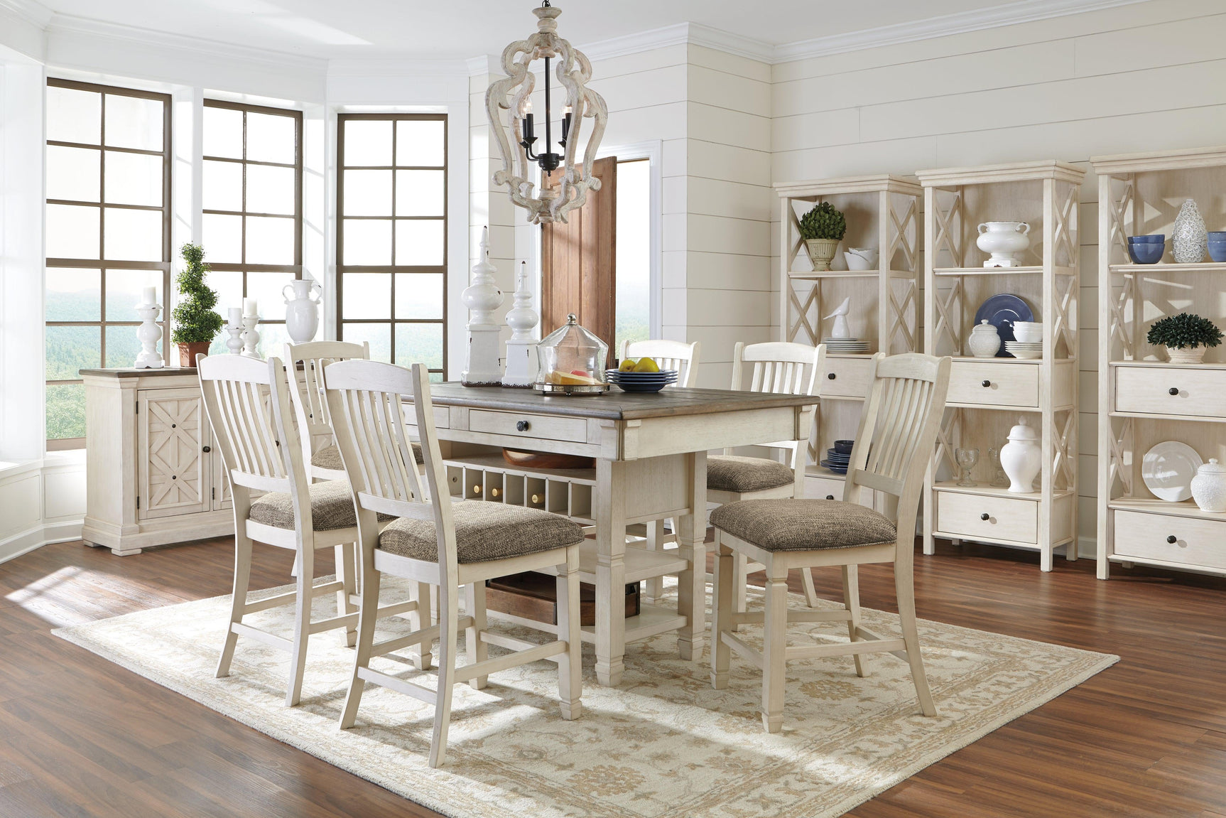 Bolanburg Two-tone Counter Height Bar Stool detail on upholstery close-up