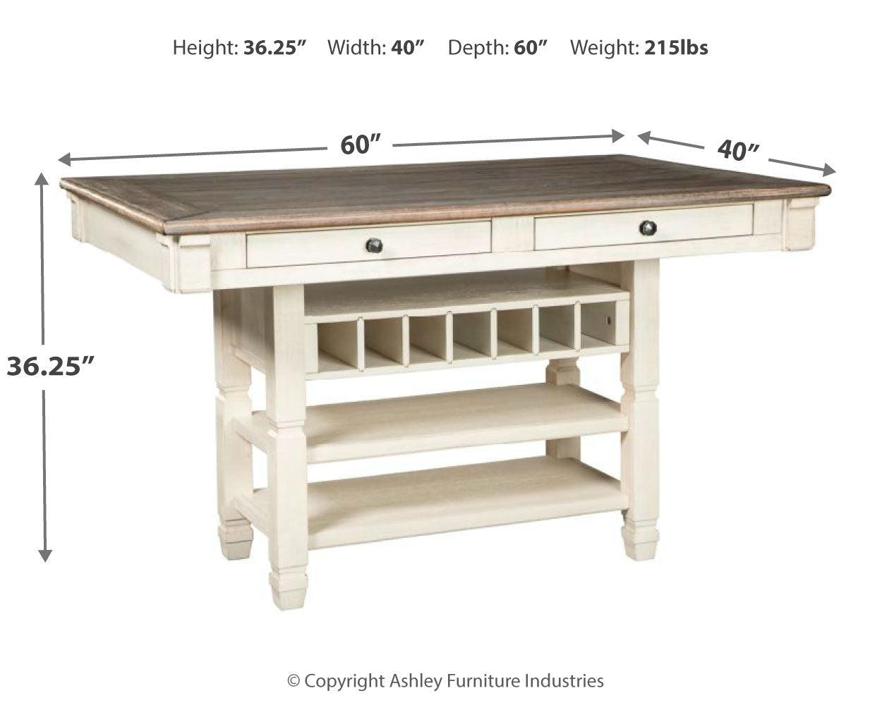 Bolanburg Two-tone Counter Height Dining Table hardware detail